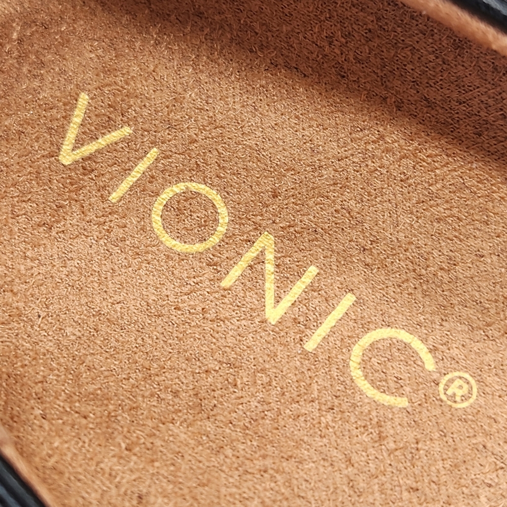 Vionic Ballet Flats 9.5 Black Leather Klara Bow Logo Arch Support Comfy New $150 - Picture 14 of 16